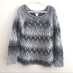Sundance gray striped cable knit sweater size XL